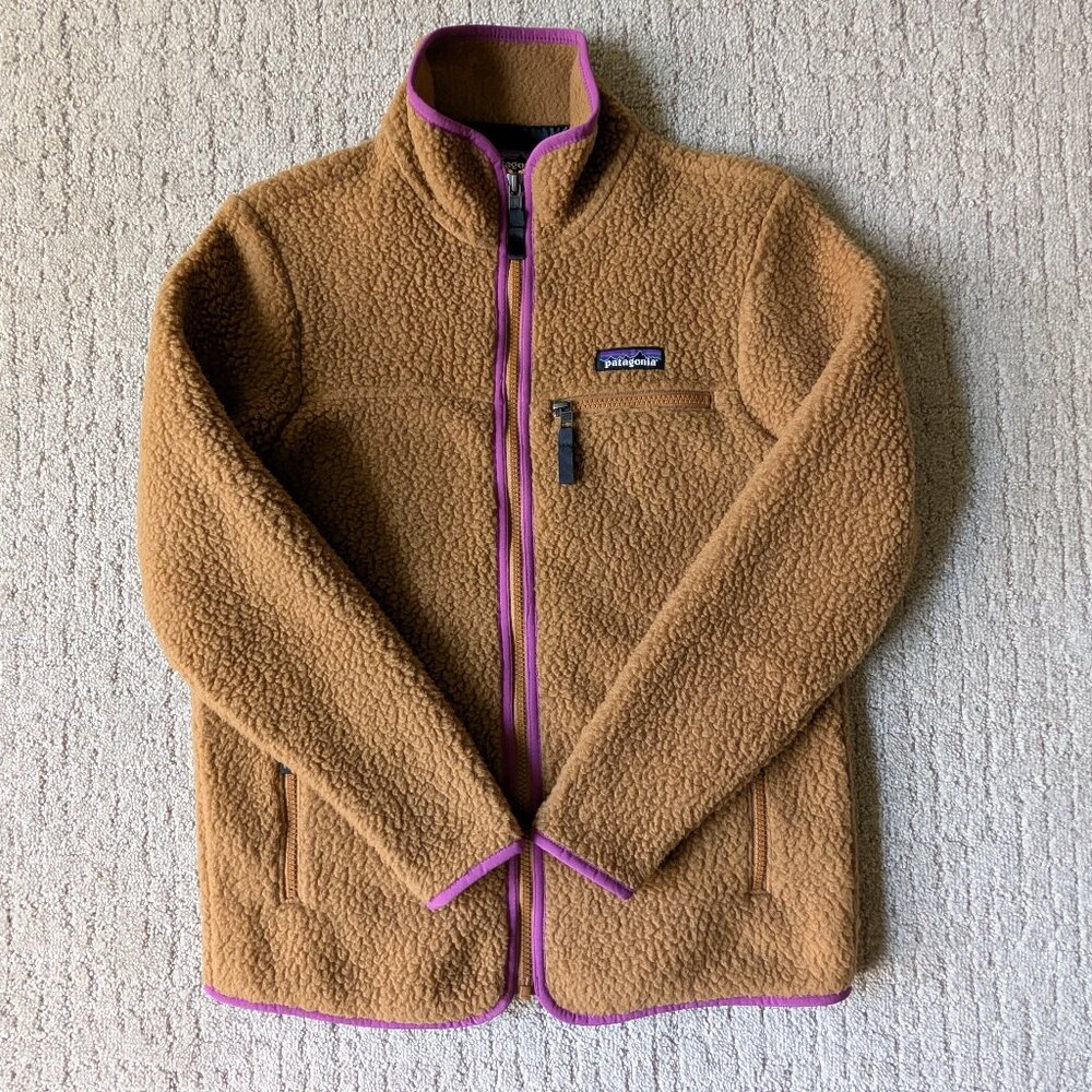 Patagonia Fleece Jacket Size XS Womens Retro Pile Nest Brown Full Zip